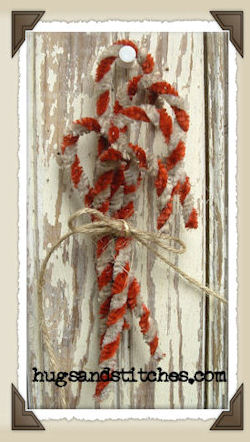 9043 - Grungy 4" Chenille Candy Canes Set of 6