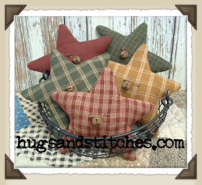 1003 - Red/Green Homespun Stars (set of 5)