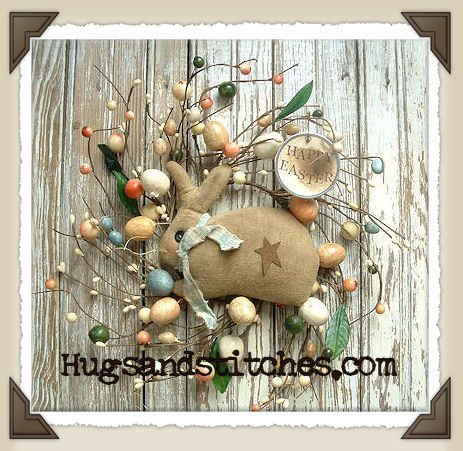 1018 - Primitive 12" Bunny Egg Wreath