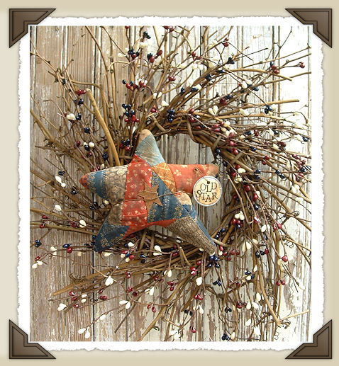 1028 - Grungy 10" Quilt Star Wreath