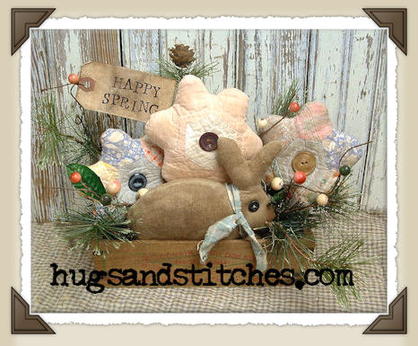 1029 - Bunny & Quilt Flower Cheese Box