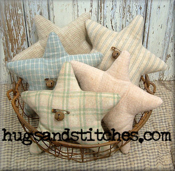 1034 - Grungy Pastel Homespun Stars (set of 5)