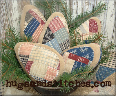 Grungy Quilt Eggs set of 5